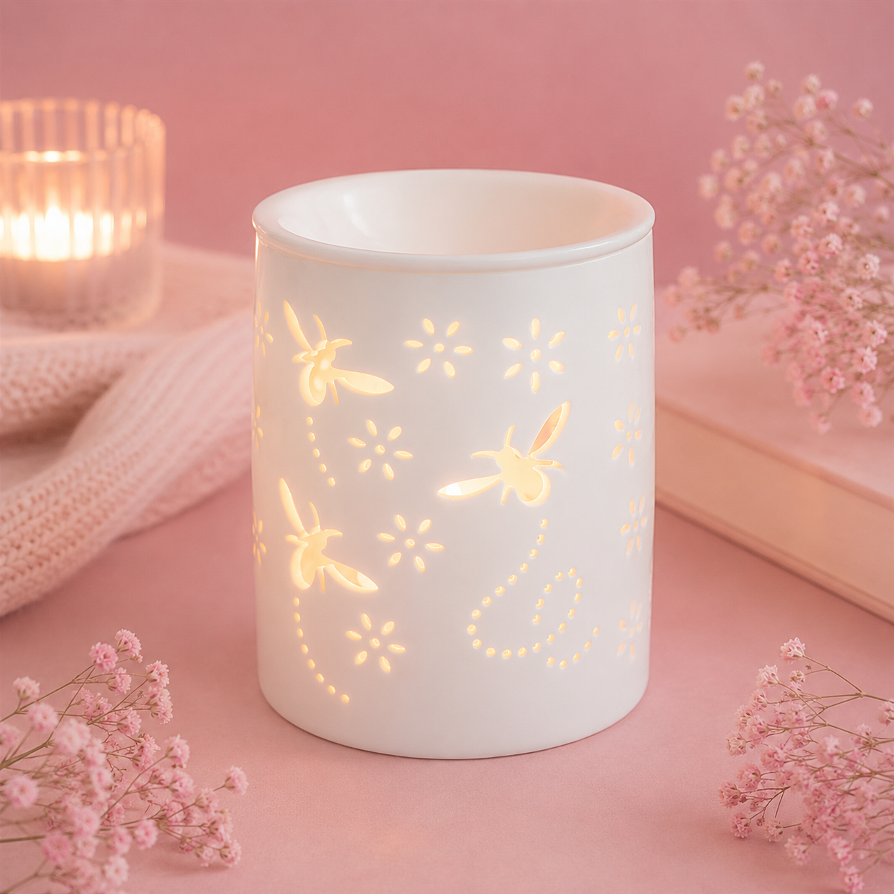Quemador de Wax Melts Abejitas Blanco