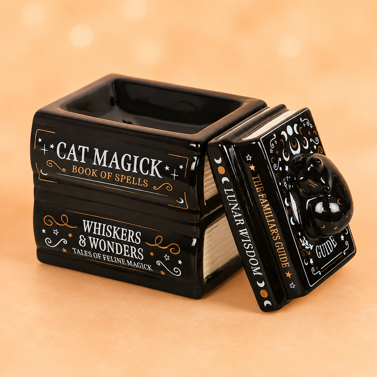 Quemador de Wax Melts Libro de Pócimas Gato Negro