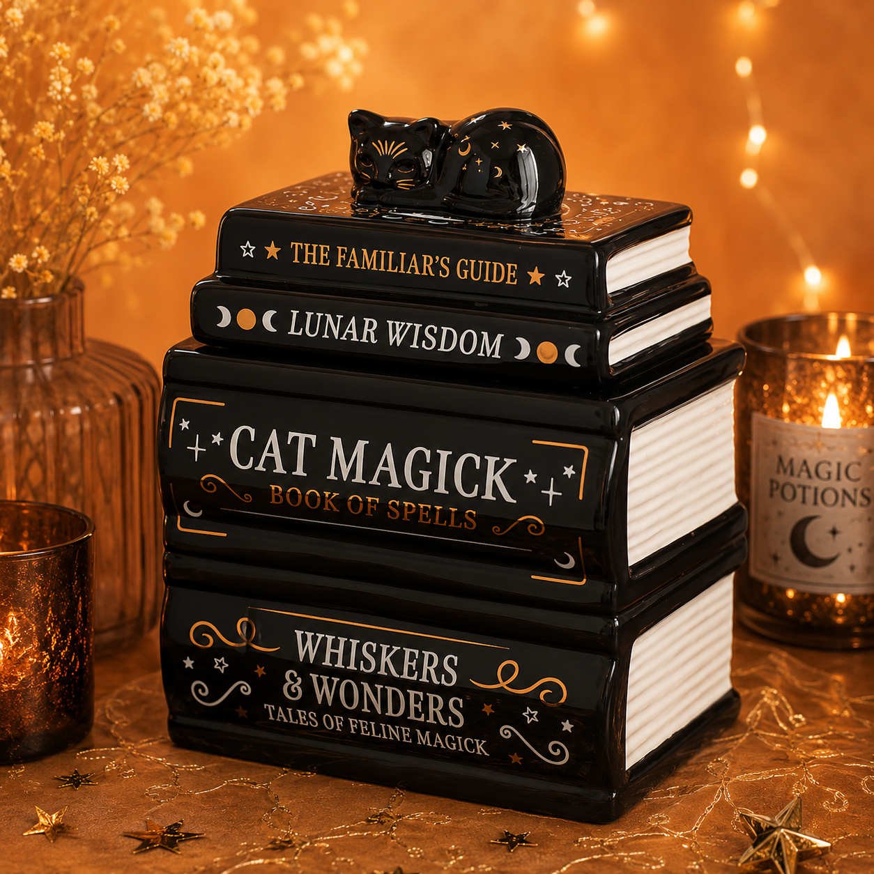 Quemador de Wax Melts Libro de Pócimas Gato Negro