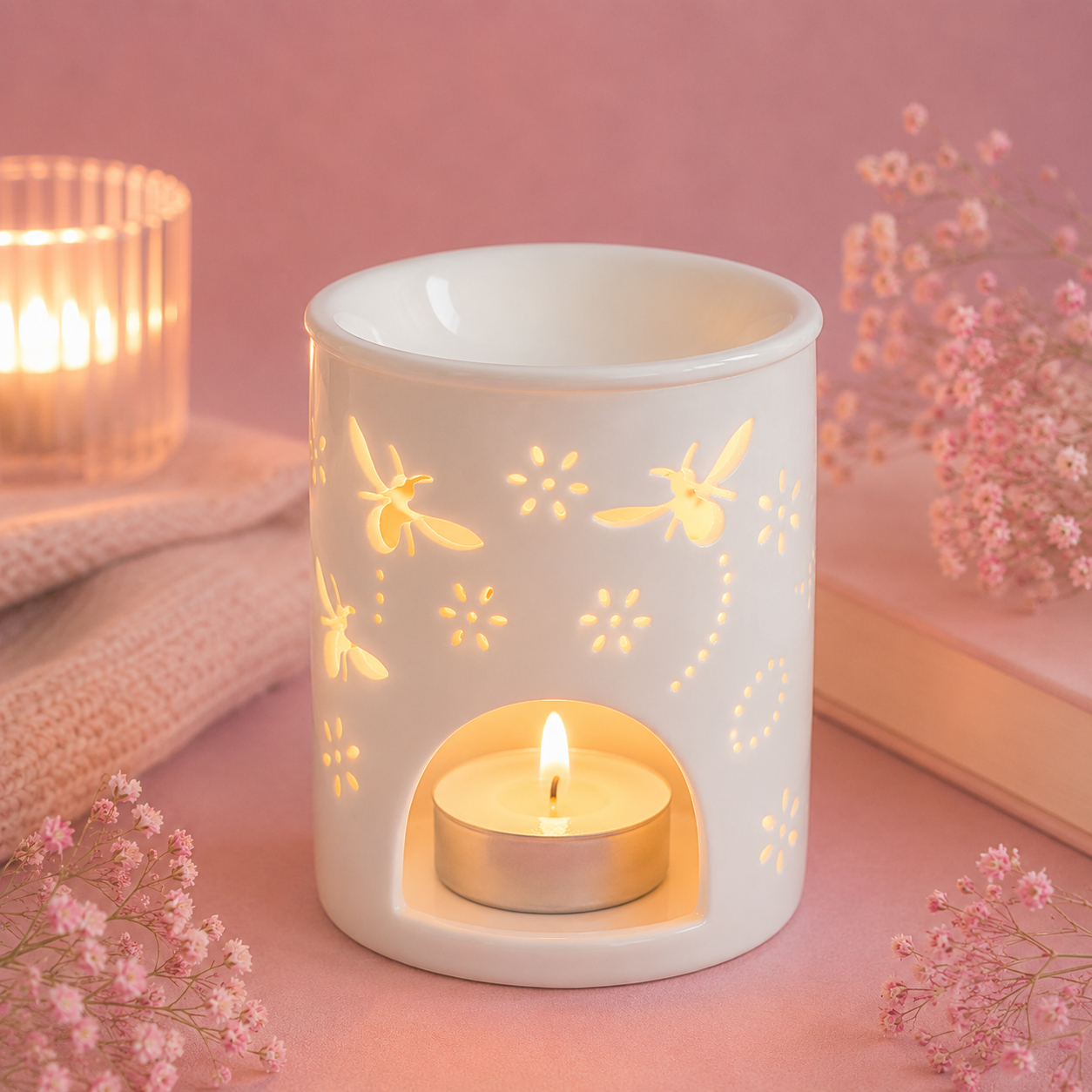 Quemador de Wax Melts Abejitas Blanco