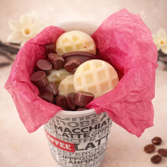 Pack Vainilla y Café | Vaso Reutilizable + Wax Melts + Velas Té